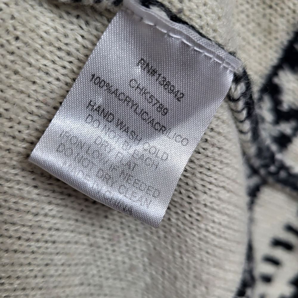 On Twelfth Womens Large Black White Geometric Open‎ Front Cardigan Sweater Aztec - Picture 3 of 4